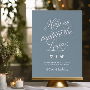 Dusty Blue gepersonaliseerde bruiloft hashtag teke Poster