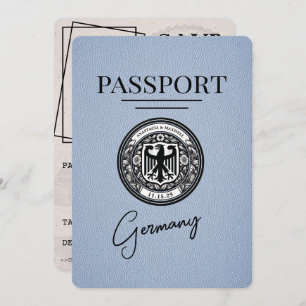 Dusty Blue Germany Passport Bewaar de datum Save The Date