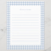 Dusty Blue Gingham Baby shower Recept Kaart (Achterkant)