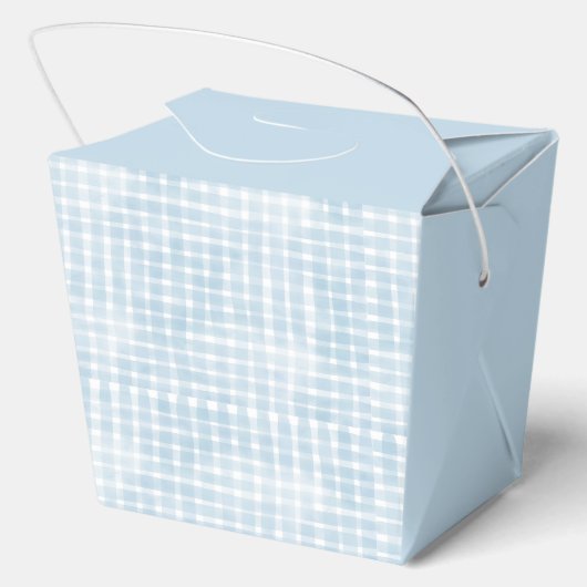 Dusty Blue Gingham Brunch Vrijgezellenfeest Dank u Bedankdoosjes (Achterkant)