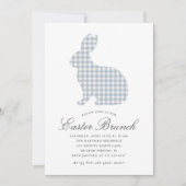 Dusty Blue Gingham Rabbit Easter Brunch Kaart (Voorkant)