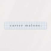 Dusty Blue Gingham Waterproof Name Labels (Design 2)