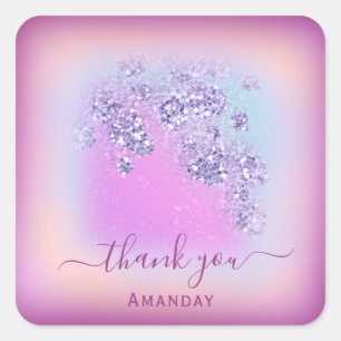 Dusty Blue Glitter Berry Dank Sweet 16e Glam Vierkante Sticker