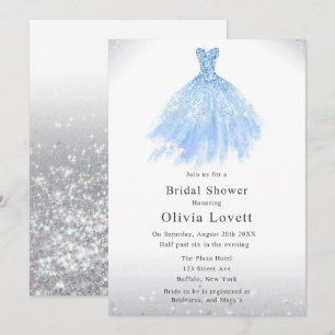 Dusty Blue Glitter Bridesmaid Dress Vrijgezellenfe Kaart
