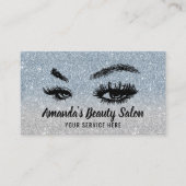 Dusty Blue Glitter Lashes & Brows Makeup Artist Visitekaartje (Voorkant)