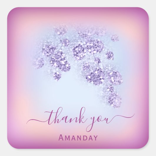 Dusty Blue Glitter Marsala Dank Sweet 16th Vierkante Sticker (Voorkant)