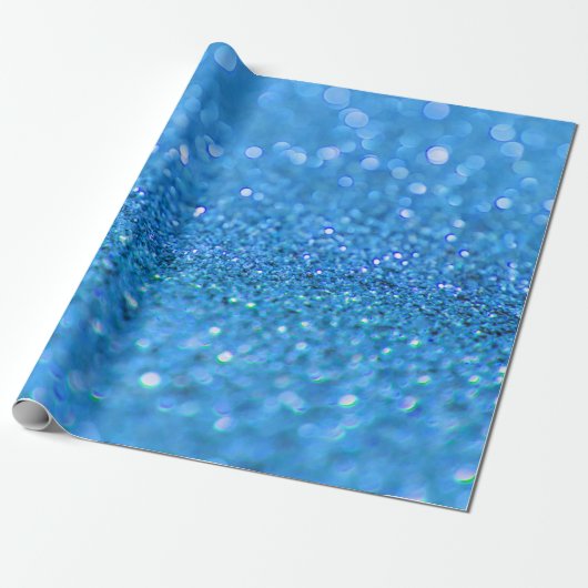Dusty Blue Glitter-ontwerp Cadeaupapier (Uitgerold)