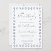 Dusty Blue Glitter Paw Prints Weddenschap Kaart (Voorkant)