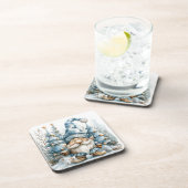 Dusty Blue Gnome en kerstbomen Bier Onderzetter (Rechterzijde)