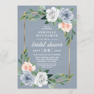 Dusty Blue Gold Blush Roze Peach Vrijgezellenfeest Kaart