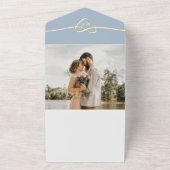 Dusty Blue Gold Faire-part de mariage avec code QR (Dehors)