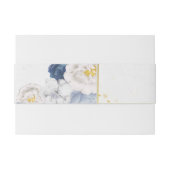 Dusty Blue Gold Floral Wedding Uitnodigingen Wikkel (Achterkant Voorbeeld)