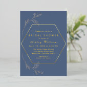 Dusty Blue Gold Foil Bridal Shower Invitation (Debout devant)