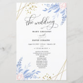 Dusty Blue Gold Geometric Floral Wedding Ceremony (Voorkant)