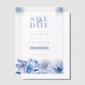 Dusty Blue & Gold Glitter Bruiloft Save The Date Vellum Uitnodigingen (Offset)