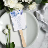 Dusty Blue & Gold Glitter Floral bruiloft programm Handwaaier
