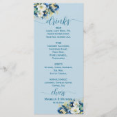 Dusty Blue Gold Glitter Floral Wedding Bar Menu (Voorkant)