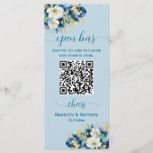 Dusty Blue Gold Glitter QR Code Wedding Open Bar Menu (Voorkant)