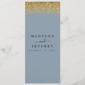 Dusty Blue & Gold Glitter Wedding Menu (Achterkant)