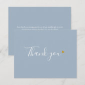 Dusty Blue Gold Heart Chic Script Business Bedankkaart (Voorkant / Achterkant)