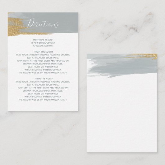 Dusty Blue Gold Minimalist Calligraphy Wedding Informatiekaartje (Voorkant / Achterkant)
