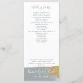 Dusty Blue Gold Minimalist Calligraphy Wedding Programma (Achterkant)