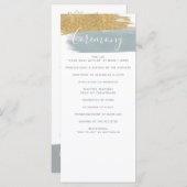 Dusty Blue Gold Minimalist Calligraphy Wedding Programma (Voorkant / Achterkant)