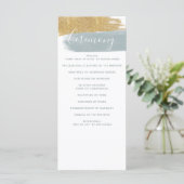 Dusty Blue Gold Minimalist Calligraphy Wedding Programma (Staand voorkant)