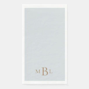Dusty Blue Gold Monogram Weddenschap Servet