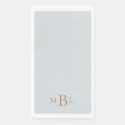 Dusty Blue Gold Monogram Weddenschap Servet (Voorkant)