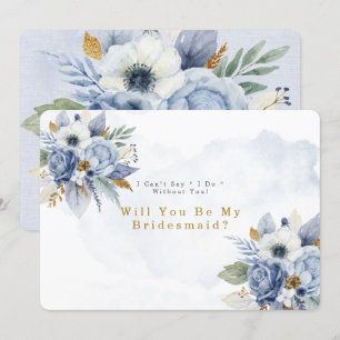 Dusty Blue Gold Peony word mijn Bridesmaid Kaart