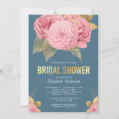 Dusty Blue Gold Pink Floral Vrijgezellenfeest Kaart (Voorkant)