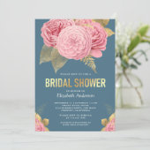 Dusty Blue Gold Pink Floral Vrijgezellenfeest Kaart (Staand voorkant)