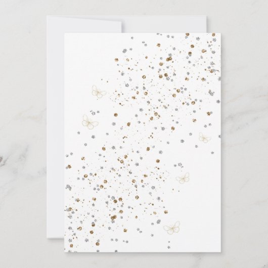 Dusty Blue Gold Quinceañera Save The Date (Achterkant)