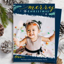 Dusty Blue Gold Script minimalistische foto Kerstm