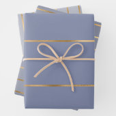 Dusty Blue Gold Stripe Pattern Inpakpapier Vel (In situ)