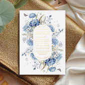 Dusty Blue & Gold Wildflower Rustiek Chic Wedding Folie Uitnodiging