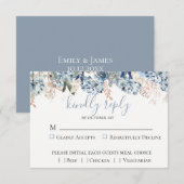 Dusty Blue Golden Botanical Wedding Carte RSVP (Devant / Derrière)