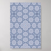 Dusty Blue & Gray Geometric Mandala Pattern Square Poster (Voorkant)