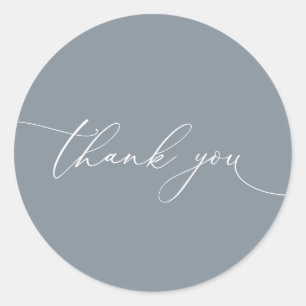 Dusty Blue Gray Modern Weddenschap Bedankt Ronde Sticker