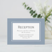 Dusty Blue Gray Modern Wedding Reception Informatiekaartje (Staand voorkant)