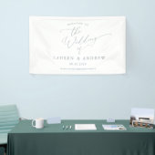 Dusty Blue Gray Welkom op onze bruiloft 1 Spandoek (Beurs)