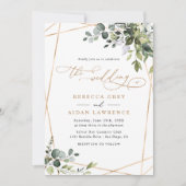 Dusty Blue Green Gold Eucalyptus Greenery Wedding Kaart (Voorkant)