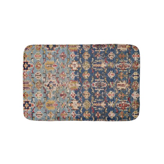 Dusty Blue Green Kuba Yellow Bands Badmat (Voorkant)