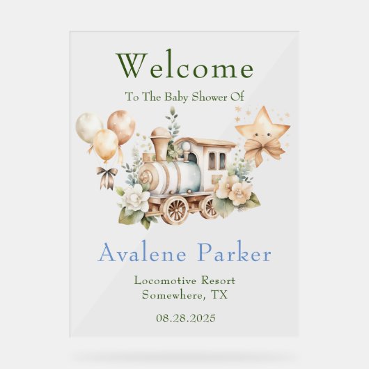 Dusty Blue Green Train Boy Douche Affiche de bienv (Recto)