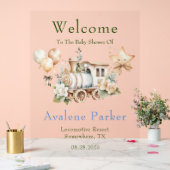 Dusty Blue Green Train Boy Douche Affiche de bienv (Mariage)