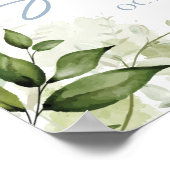 Dusty Blue Greenery Baby shower Affiche de bienven (Coin)