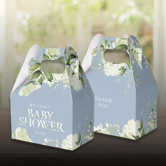 Dusty Blue Greenery Botanical Baby shower Bedankdoosjes