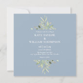 Dusty Blue Greenery Botanical Photo Wedding Kaart (Voorkant)