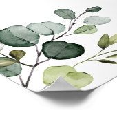 Dusty Blue Greenery Feuille Affiche de bienvenue M (Coin)